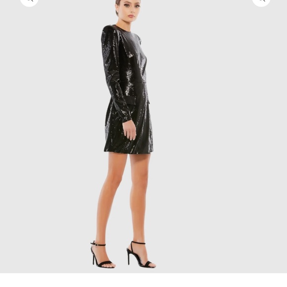 Mac Duggal Black Sequined Structured Faux Blazer Mini Dress - Picture 3 of 4